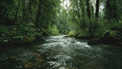 Obraz premium Forest river stream landscape scenery