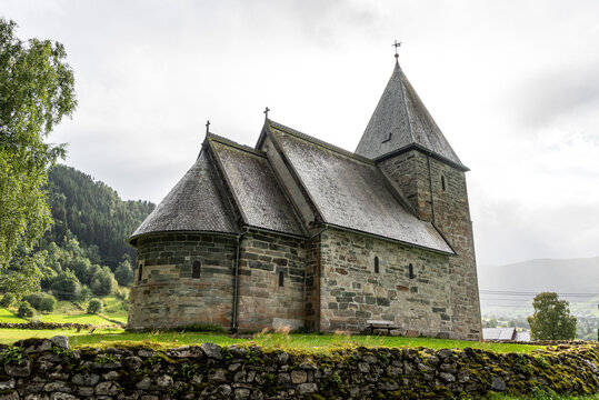 The Hove stone church in Vikoyri