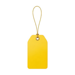 Fototapeta premium Bright yellow tag with string isolated on transparent background