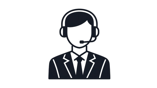 Customer service representative icon headset suit male avatar support communication professional vector illustration