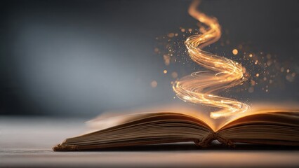 Naklejka premium Open Book with Magical Light Trail