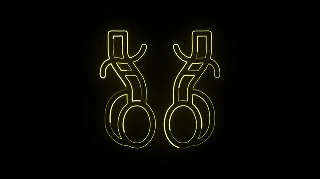 Glowing neon line vasectomy icon with subtle animation. Medical procedure animation HD video isolated on black background.