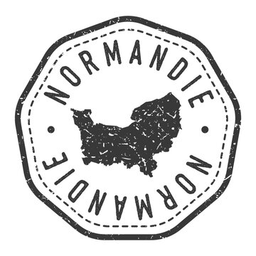 Map of Normandy retro style passport seal travel vector.