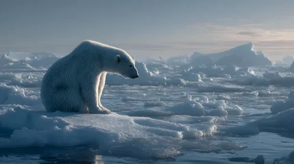 Polar bear on ice in cold environment © 澈 刘