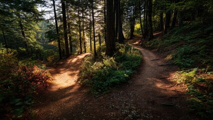 Obraz premium Two Paths in a Lush Green Forest