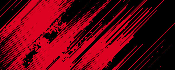 Black and red abstract grunge background with halftone style.