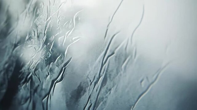 Abstract background presenting a translucent, textured, and wavy surface creating a cold winter atmosphere, with a bright light on the left fading into deeper shadows on the right