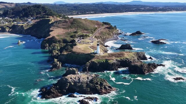 Found on the rugged coast of Oregon, the Yaquina Head lighthouse is the tallest lighthouse in the state, standing 93 feet tall. Originally built in 1873 it was also called the Cape Foulweather Lightho