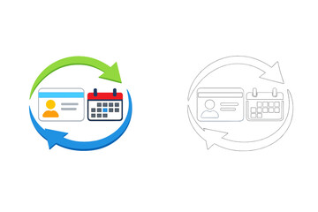 Fototapeta premium Graphic shows a cycle between identification card and calendar, symbolizing time management and task scheduling
