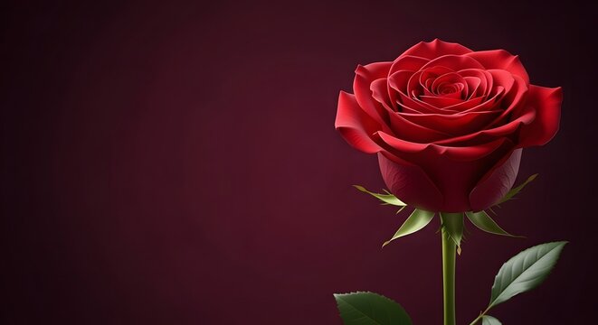 Valentine's day romance a single red rose on a dark background
