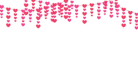 Carnival garland with heart for festive decoration in  pink color.	

