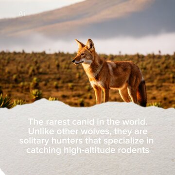 Rare Ethiopian Wolf Standing in High Altitude Afro-alpine Grasslands