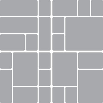 Bento grid collage template layout with rounded rectangles and white gaps vector