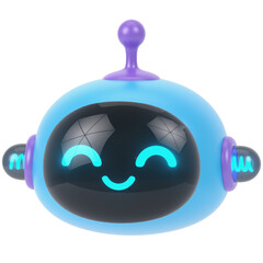 Chatbot Funny Face 3d render icon in cartoon plastic style minimal isolated on transparent white background	
