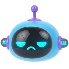 Chatbot Serious 3d render icon in cartoon plastic style minimal isolated on transparent white background	
