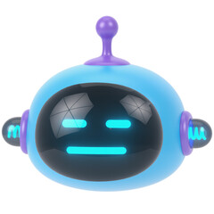 Serious Chatbot 3d render icon in cartoon plastic style minimal isolated on transparent white background	
