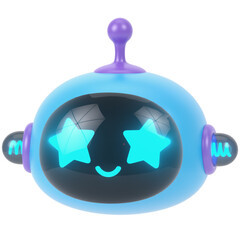 Stars Eye Chatbot 3d render icon in cartoon plastic style minimal isolated on transparent white background	
