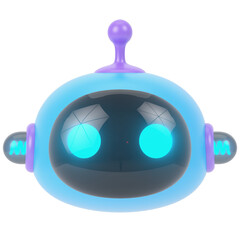 No Expression Chatbot 3d render icon in cartoon plastic style minimal isolated on transparent white background	
