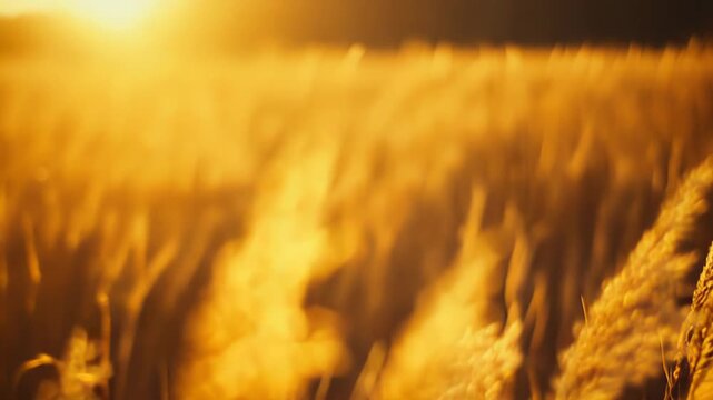 Warm sunlight filtering through tall golden grass, creating a beautiful and serene natural scene, evoking feelings of peace, harvest, and the changing seasons during a vibrant sunset