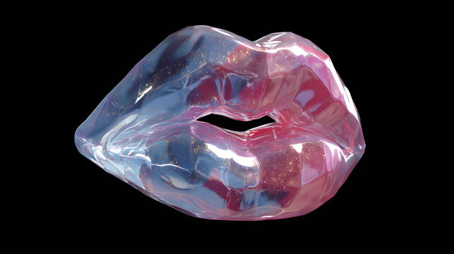 Crystal lips with golden sparkles