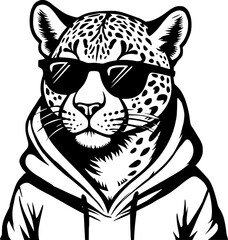 Hoodie Leopard Wearing Sunglasses SVG © Joe