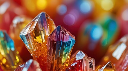 Fototapeta premium Extreme Close Up Macro Vitamin C Crystals With Prismatic Rainbow Reflections