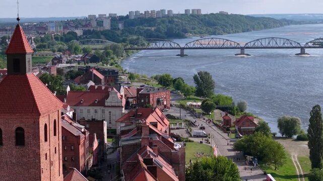 Beautiful architecture of Grudziadz with granaries at Wisla river, Poland