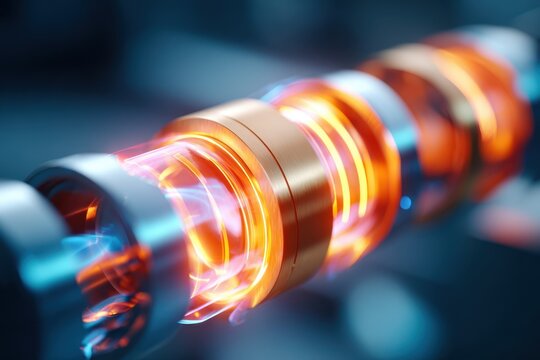 High-tech machine component with glowing orange light