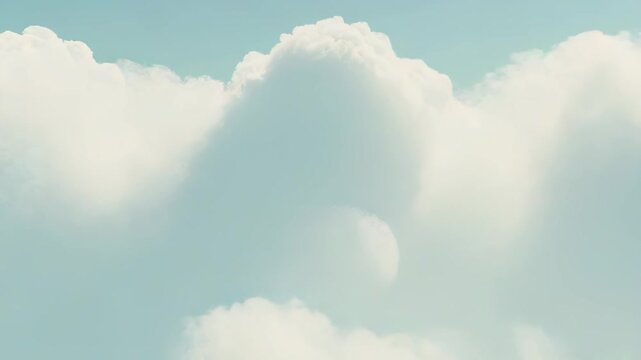 Heavenly pastel cloudscape with soft cumulus and sunlit blue sky, evoking peace, freedom and spiritual calm, airy background with generous copy space for layouts