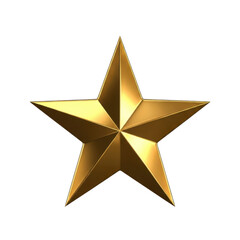 Obraz premium Golden 3D star award icon shiny metallic isolated on transparent background