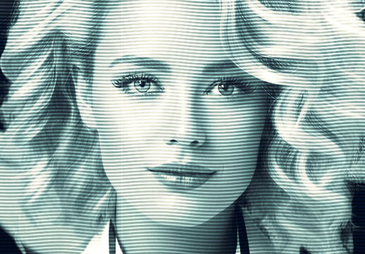 Blue And White Retro Engraving Photo Effect
