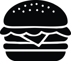 Burger . Fast food icon . Burger Silhouette