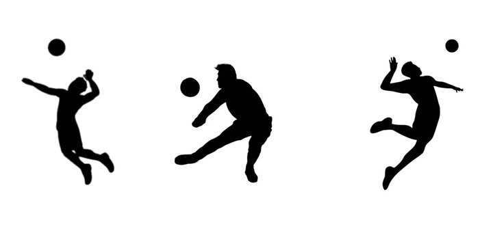 VOLLEY BALL players silhouettes