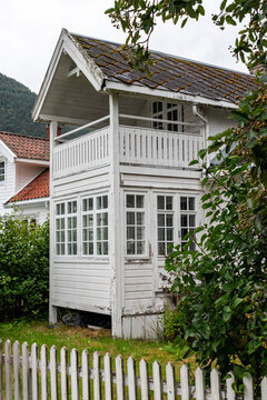 A traditional Scandinavian wooden house in Solvorn village