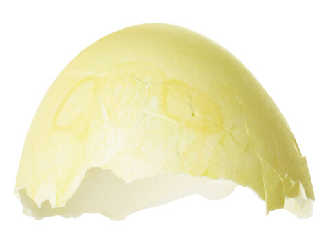 Cracked painted Easter egg isolated on white