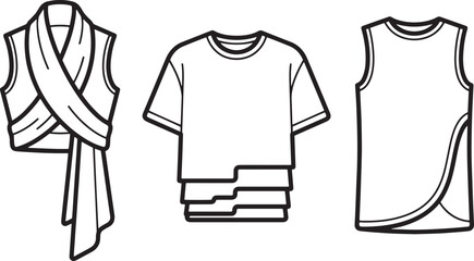 Fashionable clothing line art collection for graphic design and apparel