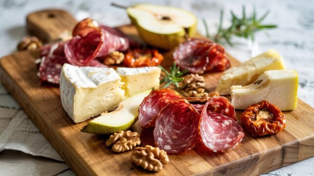 Meat and cheese plate, also known as charcuterie. It is a popular appetizer that is served as an antipasto in Italian cuisine.