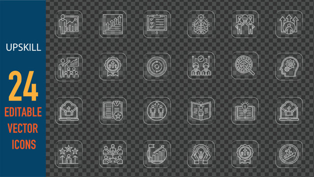 Professional Upskill Training And Education Vector Icon Set
