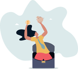 Obraz premium Saving money, investment or financial profit, earning growth, save money for future or wealth and deposit concept.life and employment of people.