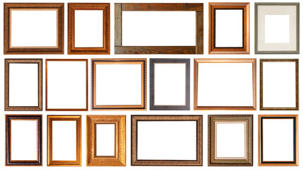 set of paintings frames isolated on white background