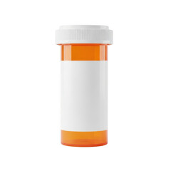 Prescription bottle with white label isolated on transparent background