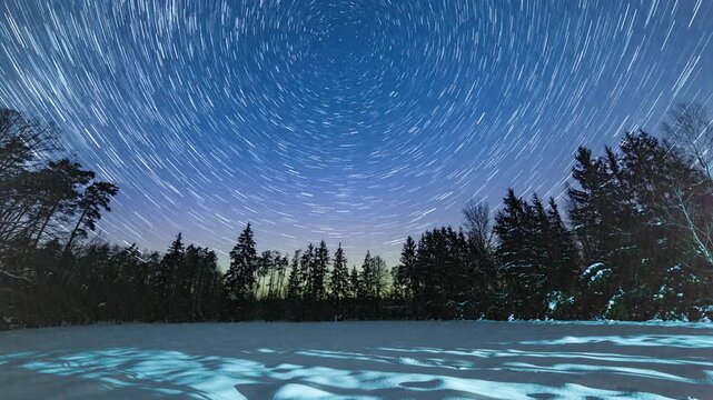 Startails and northern lights - 4k timelapse landscape.