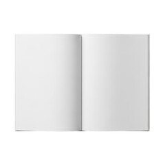 Blank open book pages isolated on transparent background