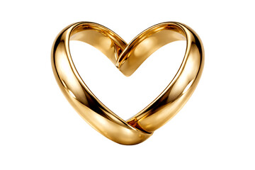 Golden heart rings symbol isolated on white for Valentine&rsquo;s Day. Valentine designs. Love themed projects. Romantic holiday visuals.