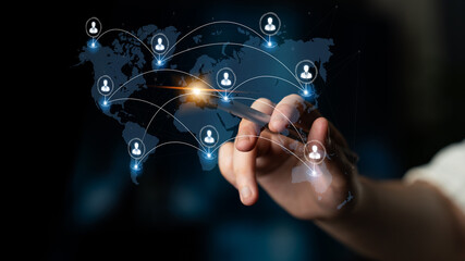 Concept of a global workforce and remote team collaboration. This international network represents...