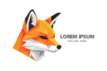 Obraz premium Sleek Low Poly Fox Head Geometric Animal Portrait Vector logo template