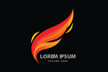 Obraz premium Abstract Fire Flame Wing Dynamic Swoosh Element Design Vector logo template
