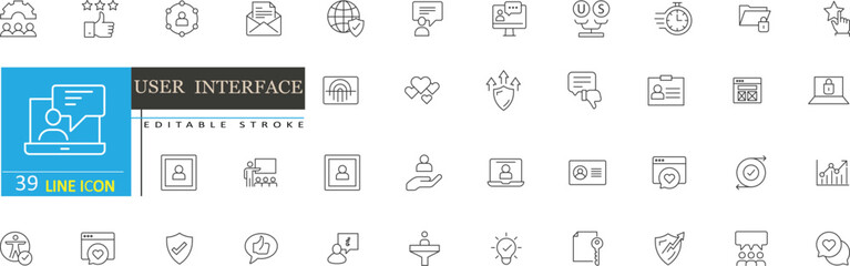 User Interface Editable Stroke Line Icons Vector
