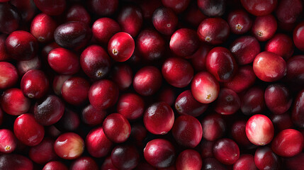 Close-Up of Fresh Red Cranberries with Water Droplets