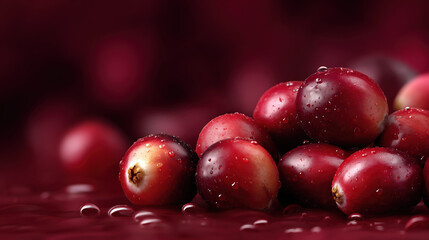 Close-Up of Fresh, Glossy Red Berries with Water Drops